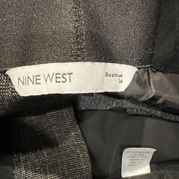 Nine West Pants Womens Sz 14 Gray Black Bootcut Checkered Trousers Dress Pants L - Picture 16 of 16